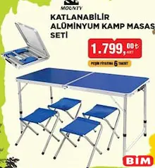 MOUNTY KATLANABİLİR ALÜMİNYUM KAMP MASASI SETİ
